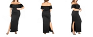 24seven Comfort Apparel Women's Plus Size Ruffle Off Shoulder Maxi Dress